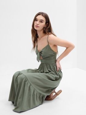 gap green dress women | Dresses | Gap Smocked Splitneck Midi Forest Size Xl Nwt Fall Fashion Style-Color-Dim:AP1E213430_AA461_M
